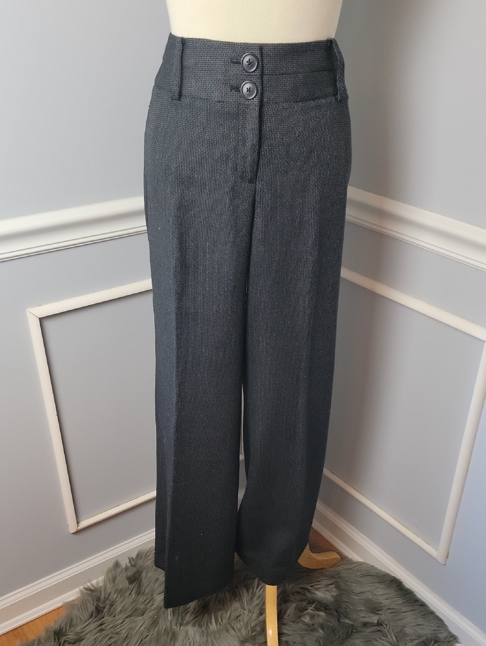 ANN TAYLOR Curvy Fit Navy Blue Textured Professional Career Office Dress Pants 8